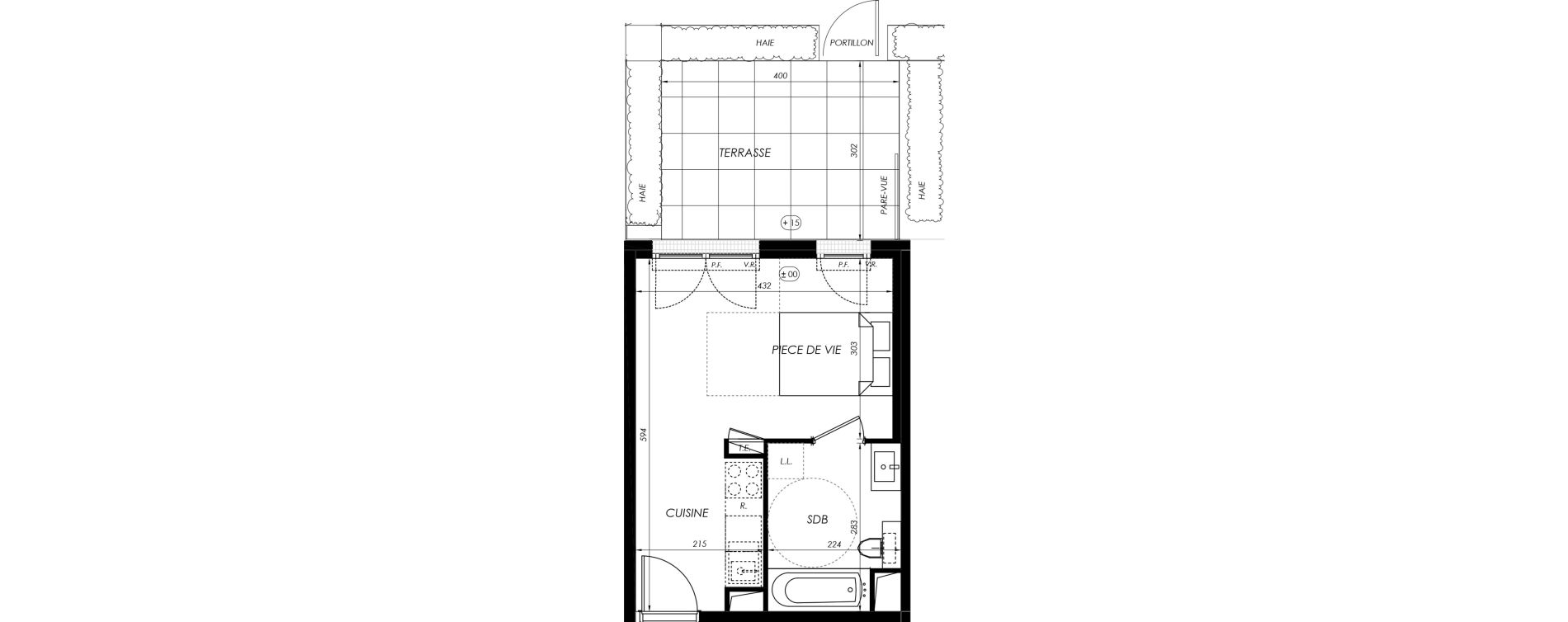 Appartement T1 de 24,82 m2 &agrave; V&eacute;lizy-Villacoublay Centre