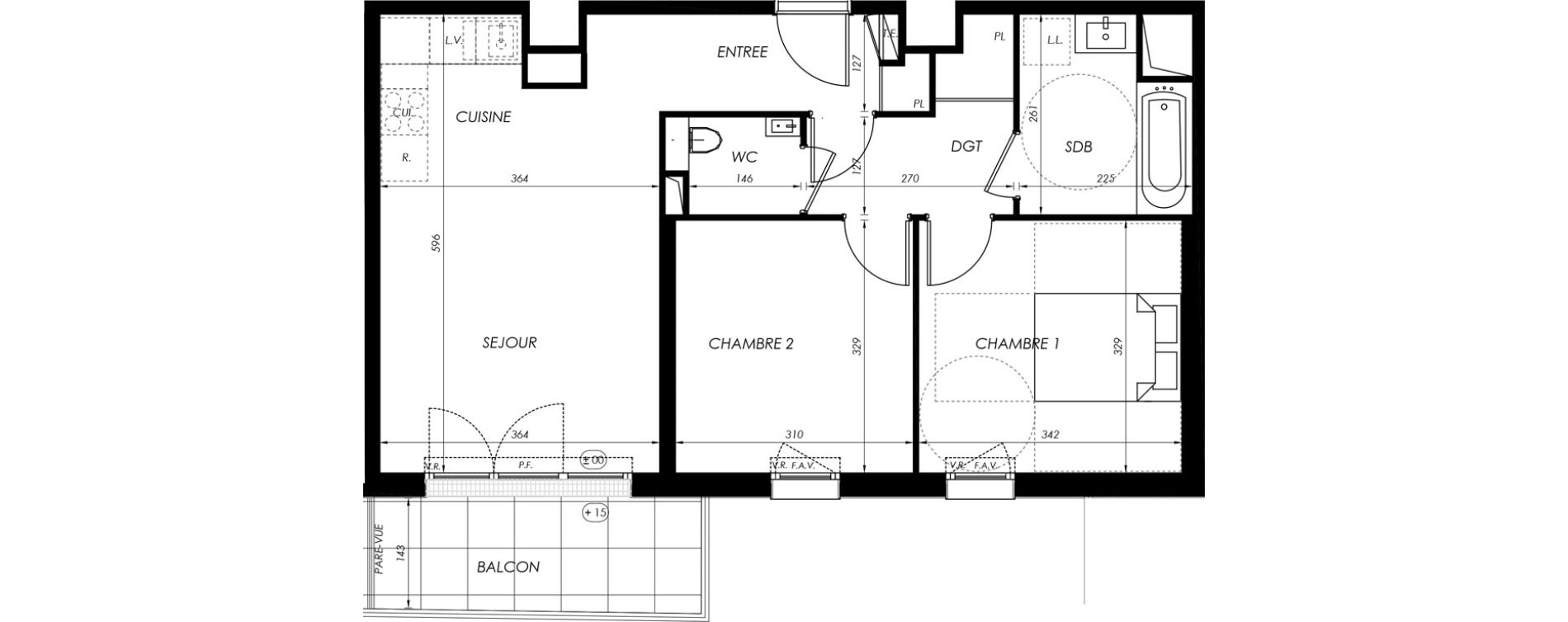 Appartement T3 de 58,32 m2 &agrave; V&eacute;lizy-Villacoublay Centre