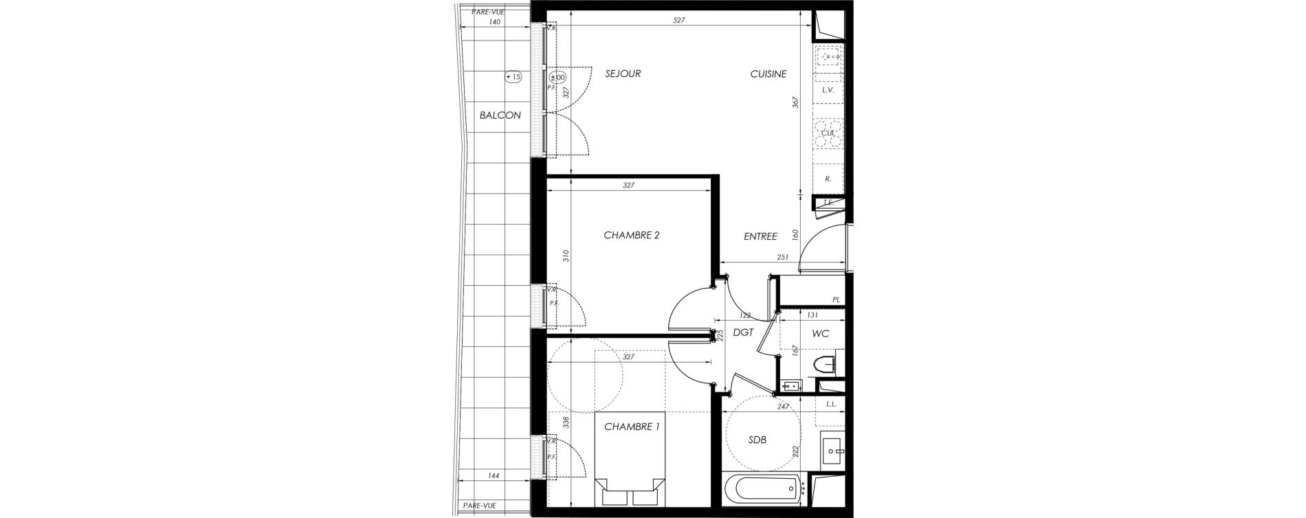 Appartement T3 de 55,37 m2 &agrave; V&eacute;lizy-Villacoublay Centre