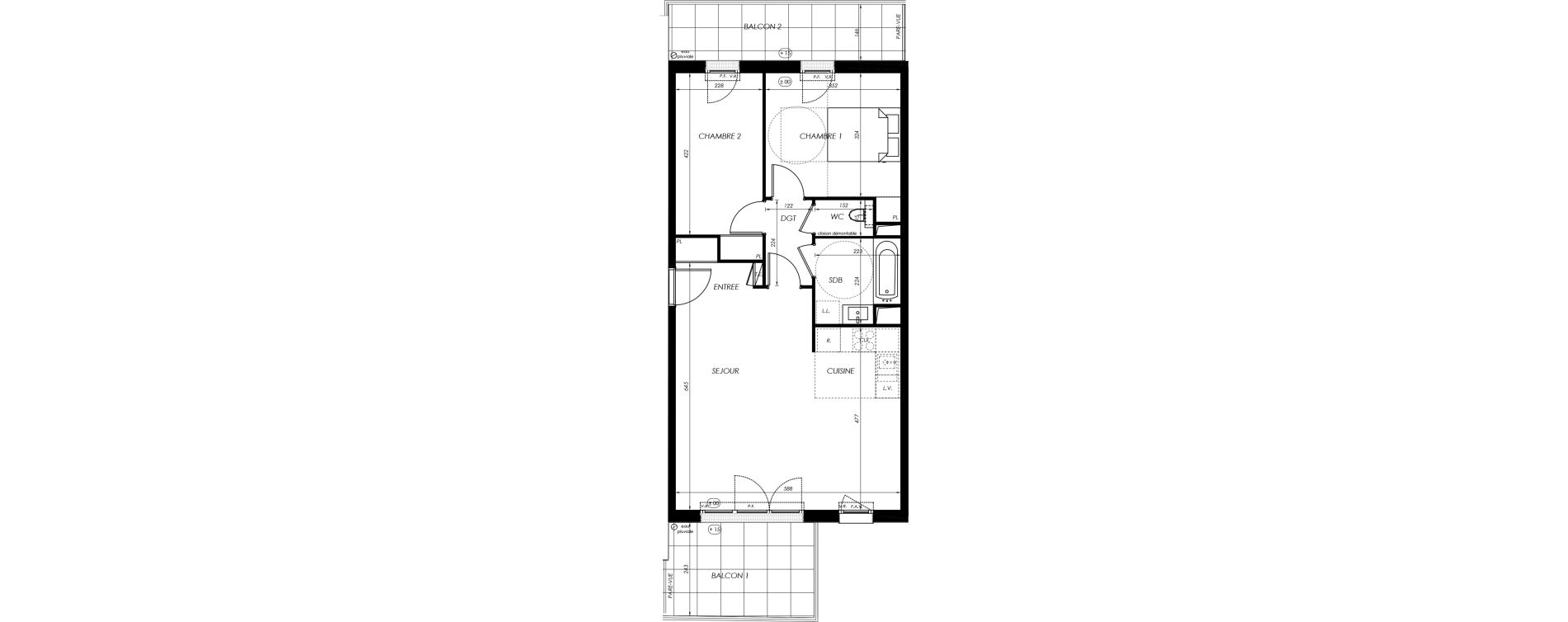 Appartement T3 de 64,63 m2 &agrave; V&eacute;lizy-Villacoublay Centre