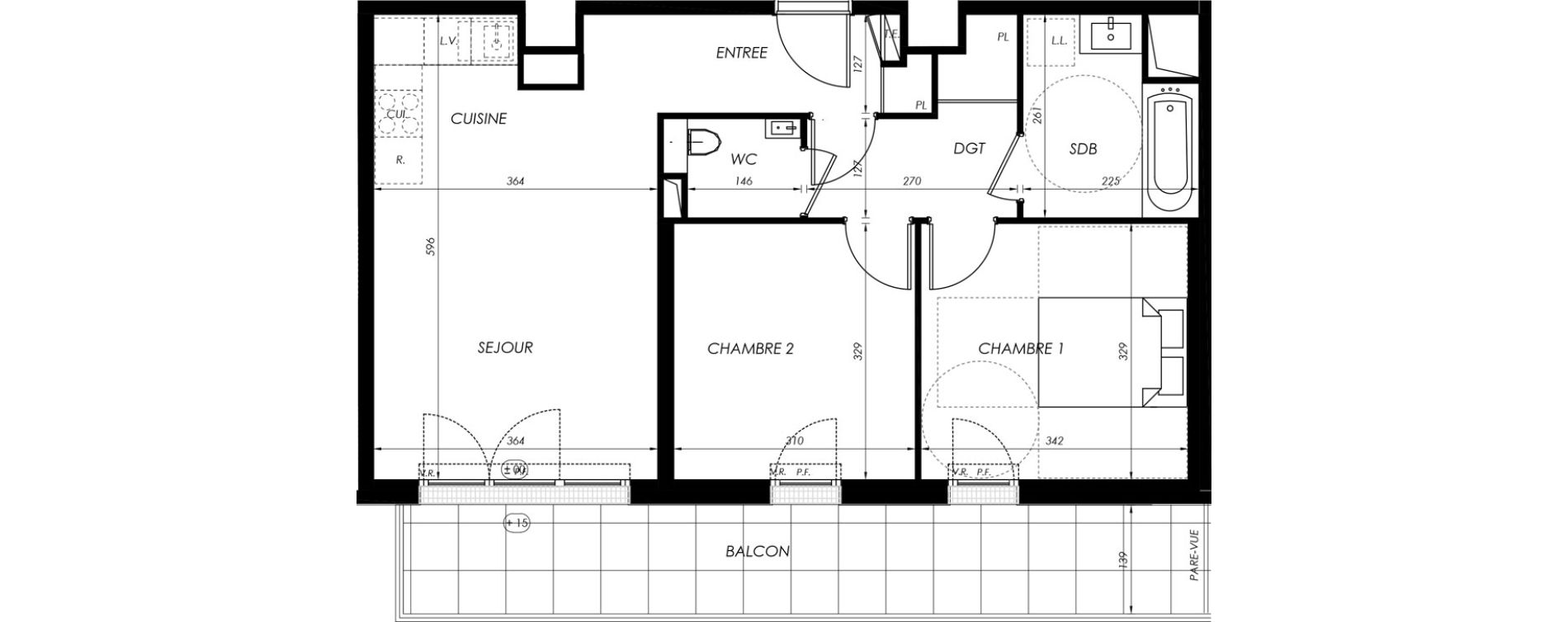 Appartement T3 de 58,32 m2 &agrave; V&eacute;lizy-Villacoublay Centre