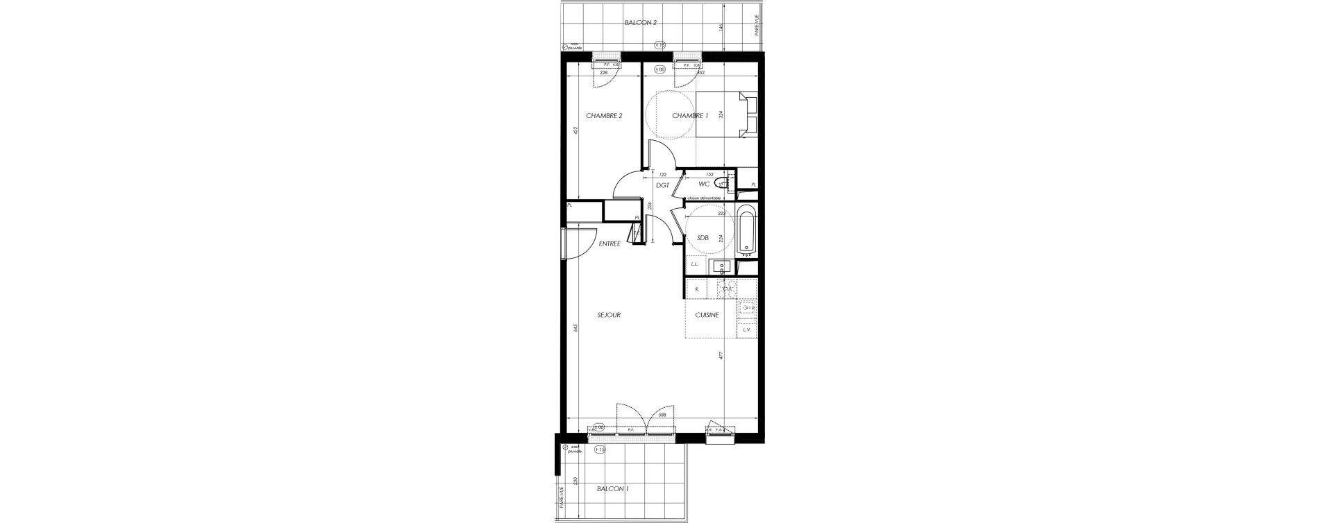 Appartement T3 de 64,63 m2 &agrave; V&eacute;lizy-Villacoublay Centre