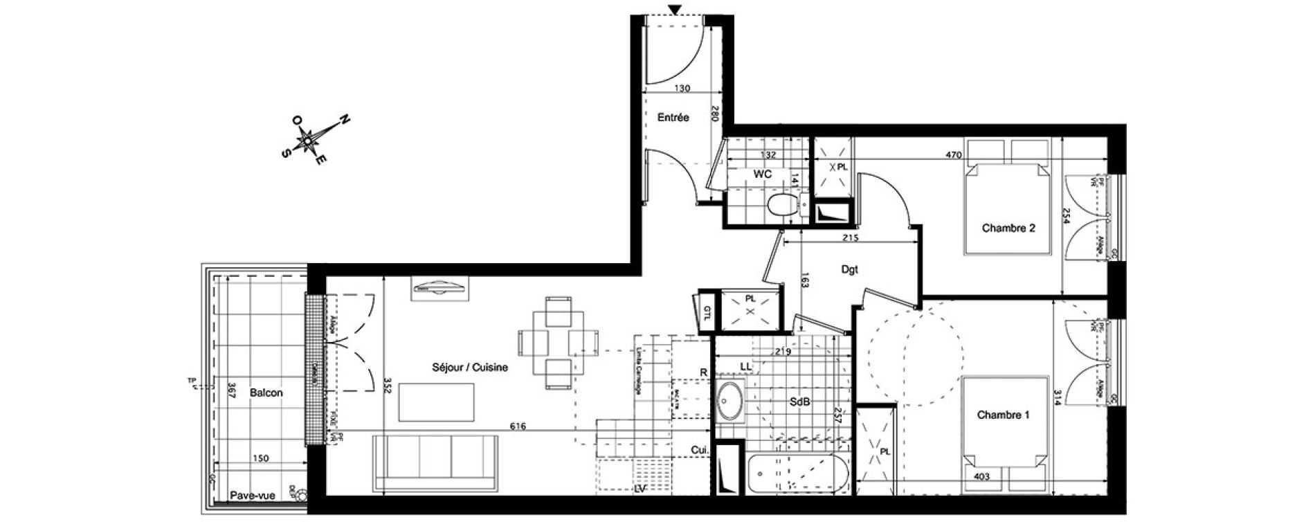 Appartement T3 de 60,50 m2 &agrave; Verneuil-Sur-Seine Centre
