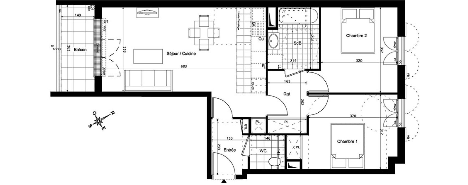 Appartement T3 de 65,75 m2 &agrave; Verneuil-Sur-Seine Centre