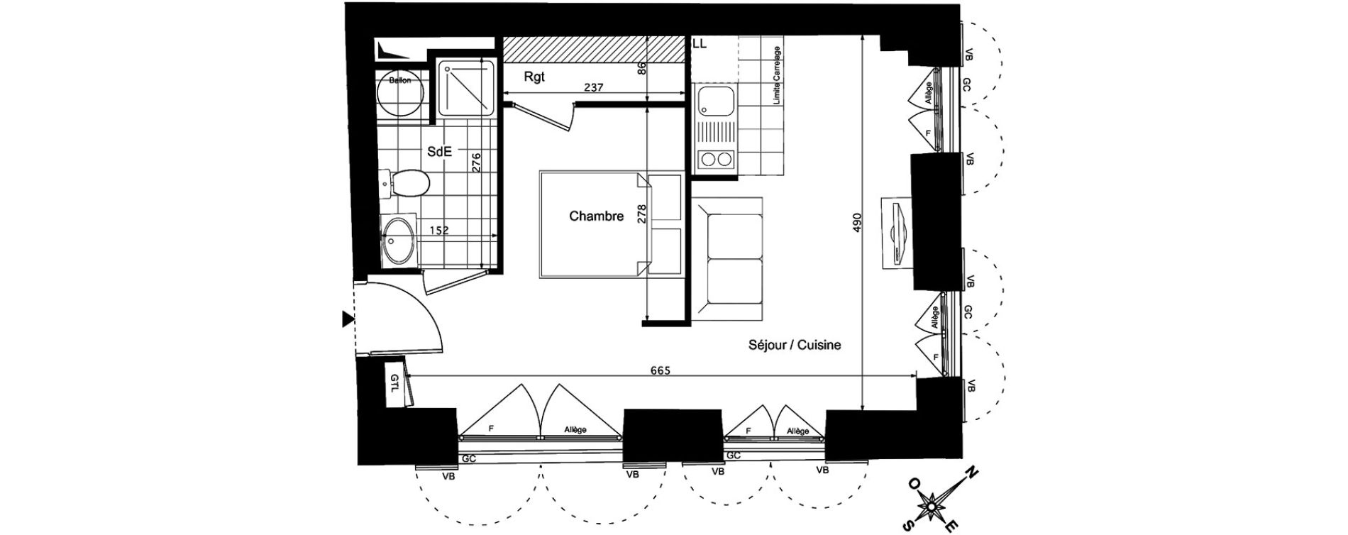 Appartement T1 de 34,50 m2 &agrave; Verneuil-Sur-Seine Centre