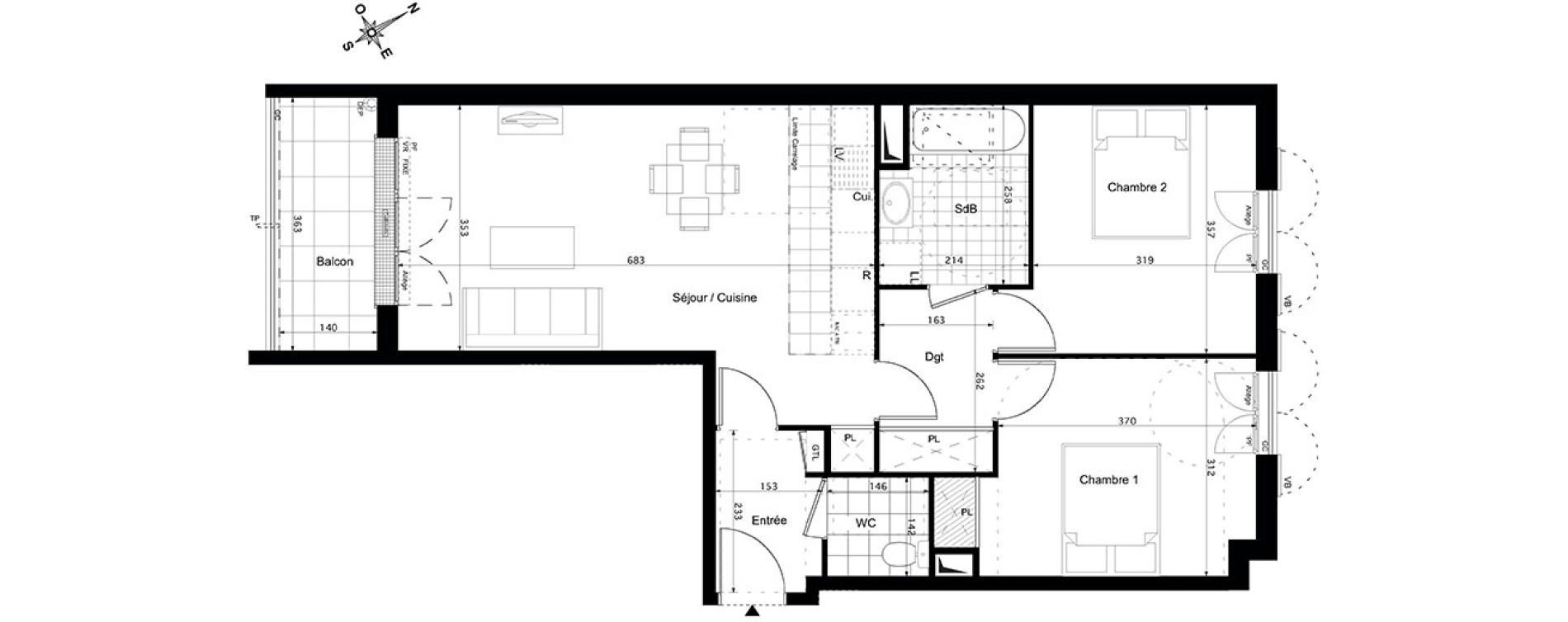 Appartement T3 de 65,75 m2 &agrave; Verneuil-Sur-Seine Centre
