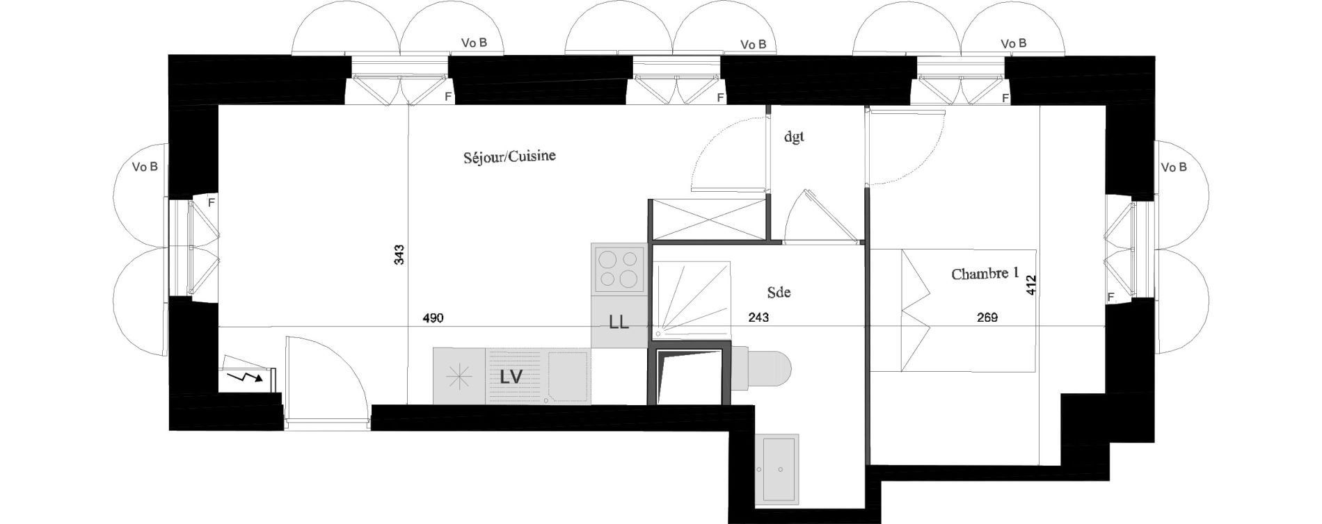 Appartement T2 de 36,49 m2 &agrave; Verneuil-Sur-Seine Centre