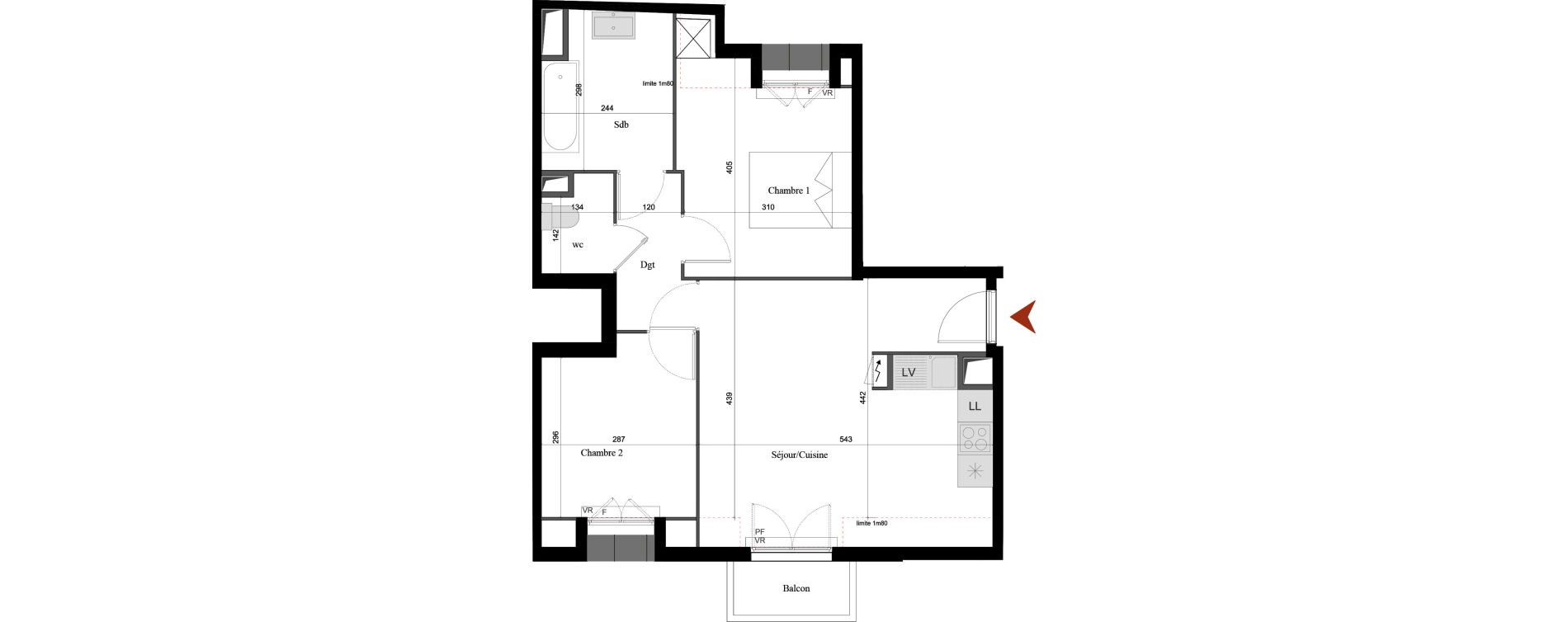 Appartement T3 de 57,14 m2 &agrave; Verneuil-Sur-Seine Centre