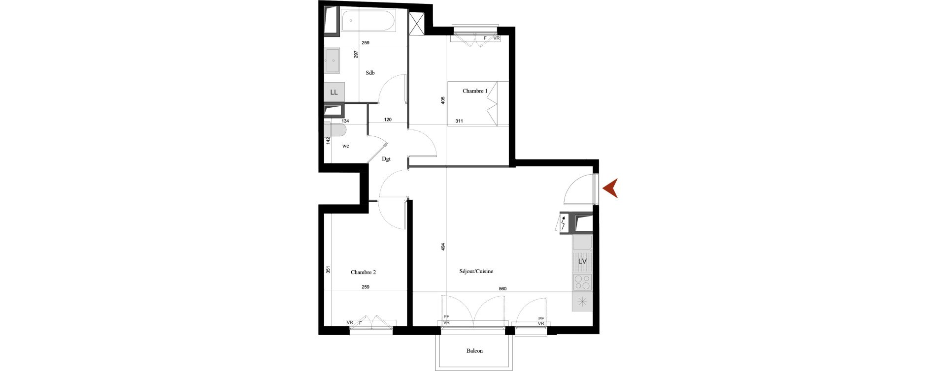 Appartement T3 de 62,61 m2 &agrave; Verneuil-Sur-Seine Centre