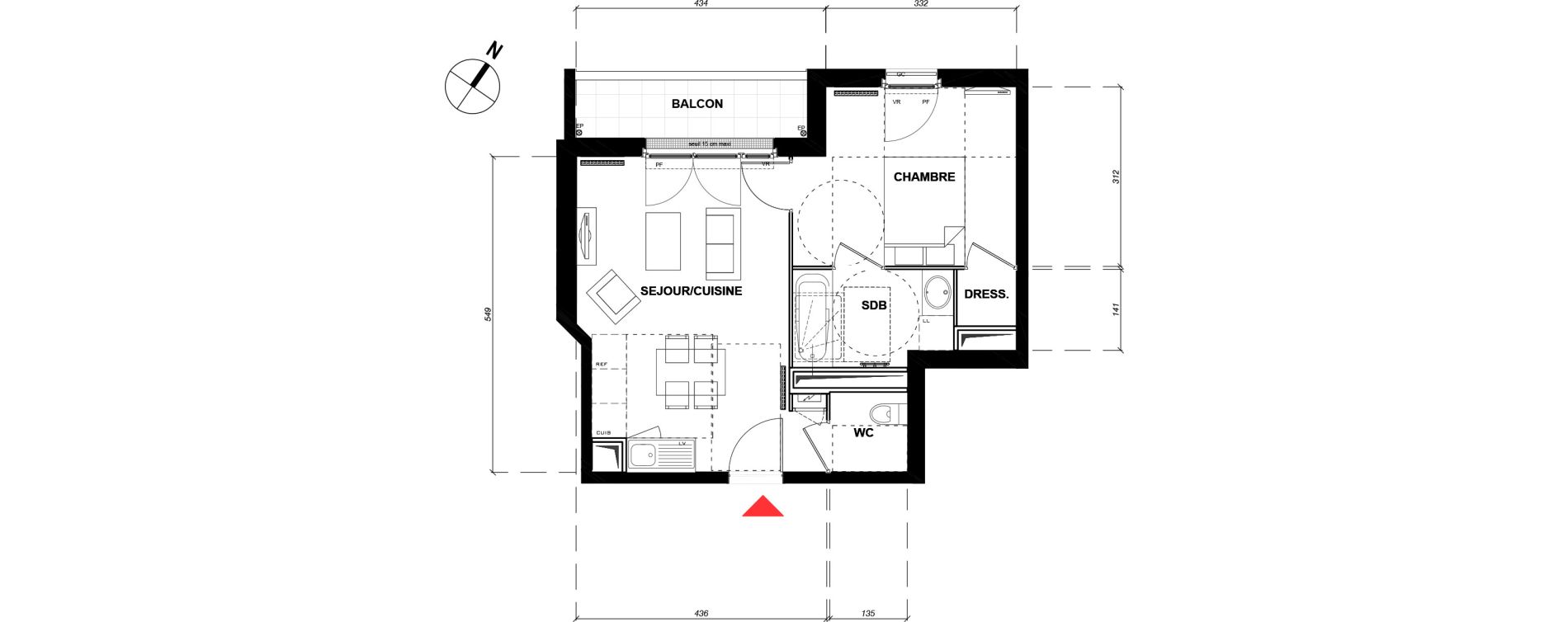 Appartement T2 de 38,97 m2 &agrave; Vernouillet Le parc
