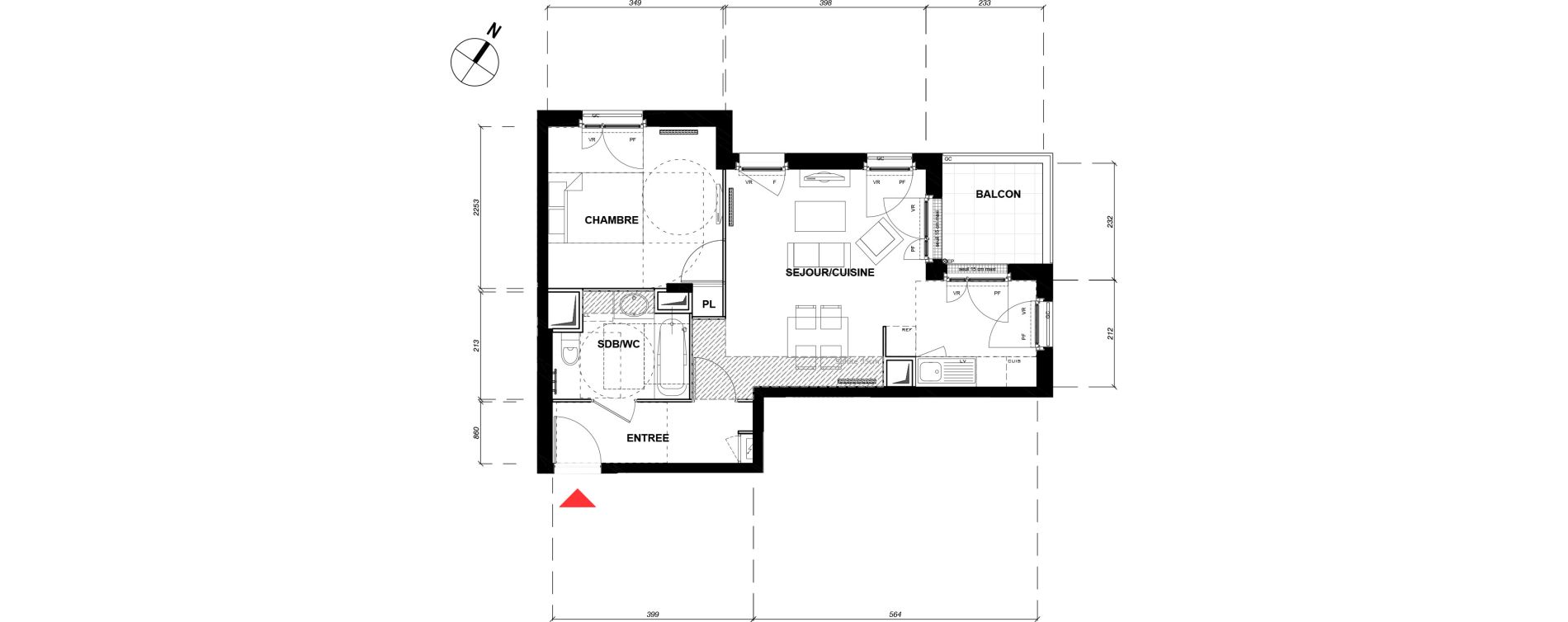 Appartement T2 de 43,86 m2 &agrave; Vernouillet Le parc