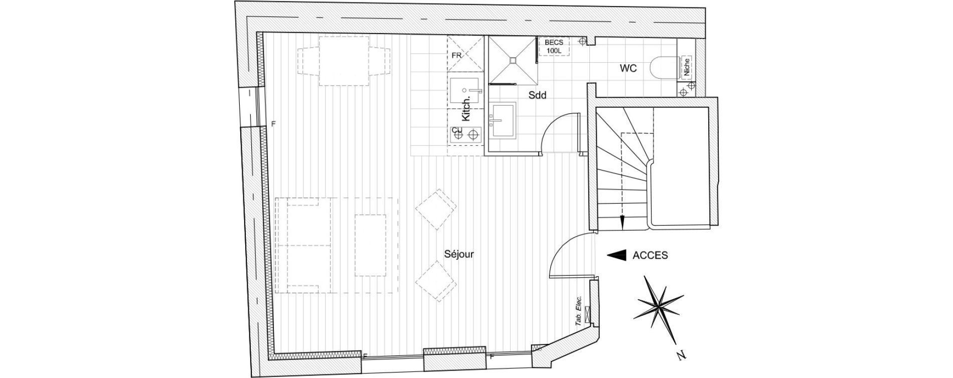 Appartement T1 de 27,80 m2 &agrave; Versailles Saint louis