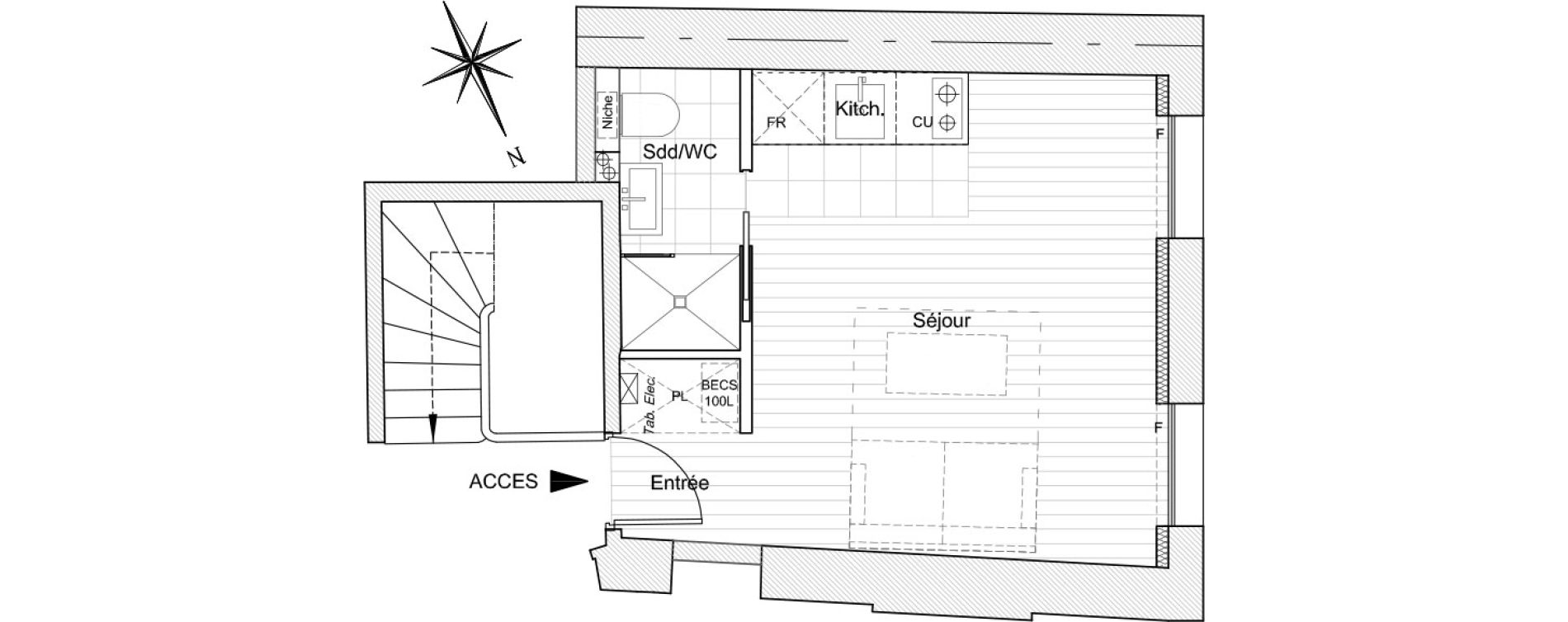 Appartement T1 de 17,40 m2 &agrave; Versailles Saint louis