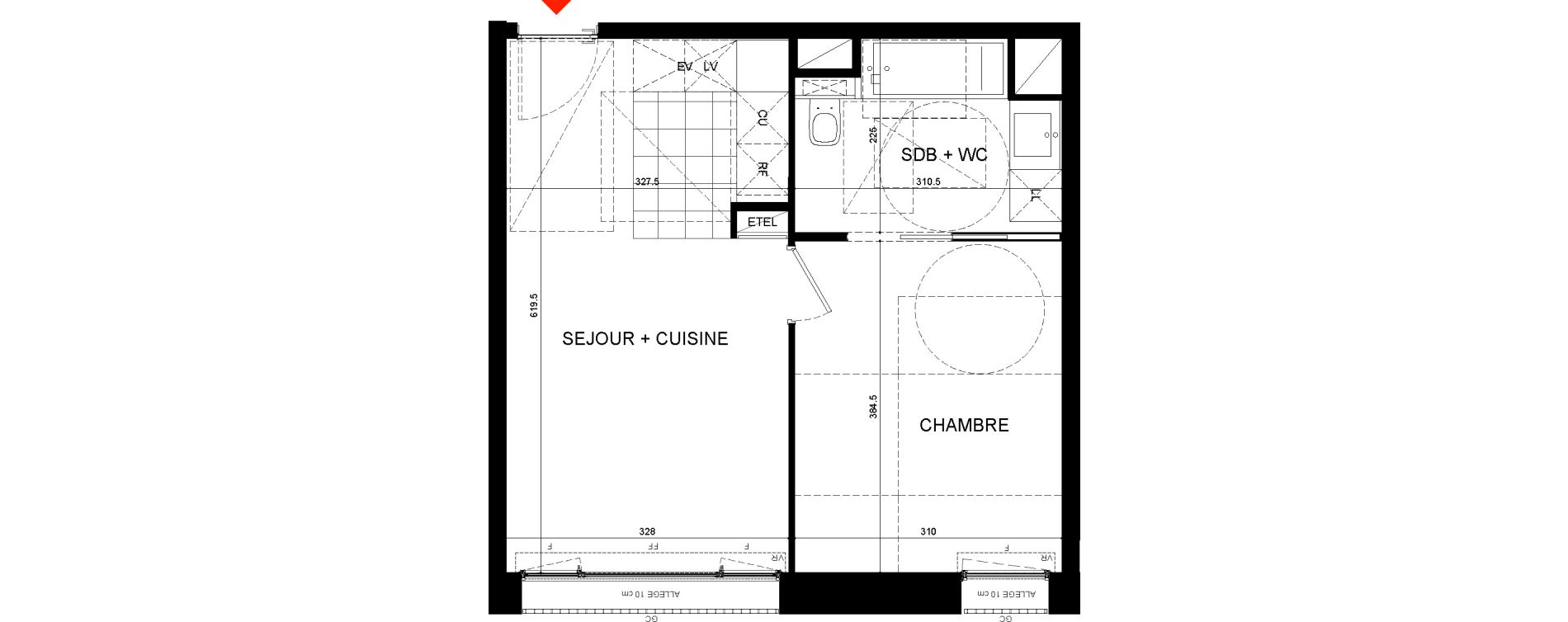 Appartement T2 de 37,90 m2 &agrave; Versailles Versailles montreuil