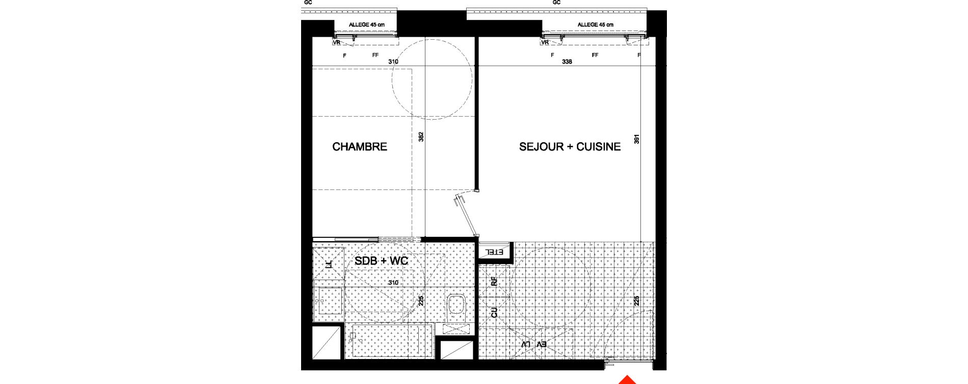 Appartement T2 de 38,40 m2 &agrave; Versailles Versailles montreuil