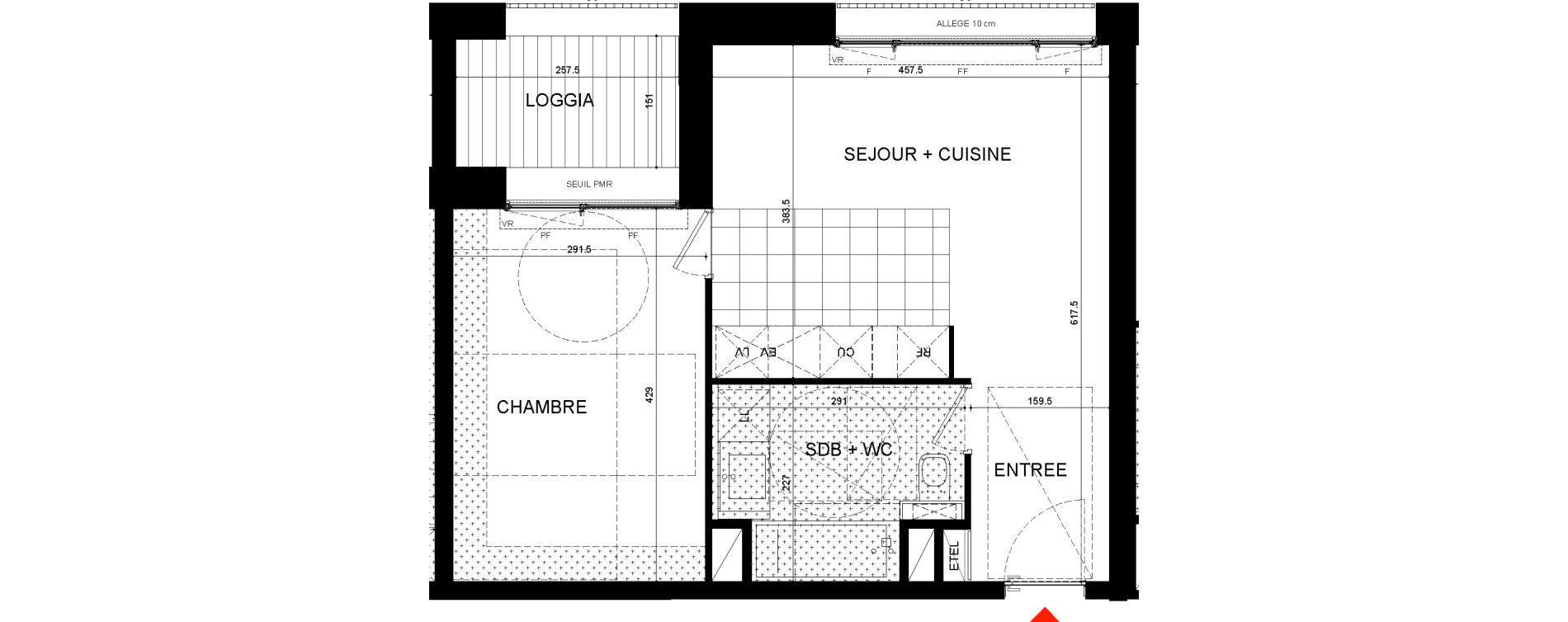 Appartement T2 de 39,20 m2 &agrave; Versailles Versailles montreuil
