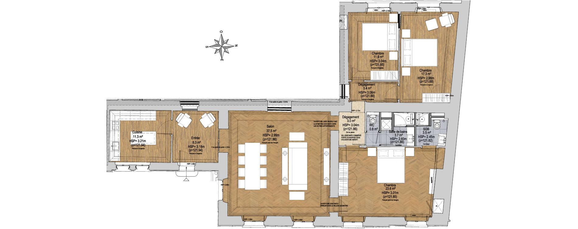 Appartement T5 de 124,30 m2 &agrave; Versailles Notre-dame