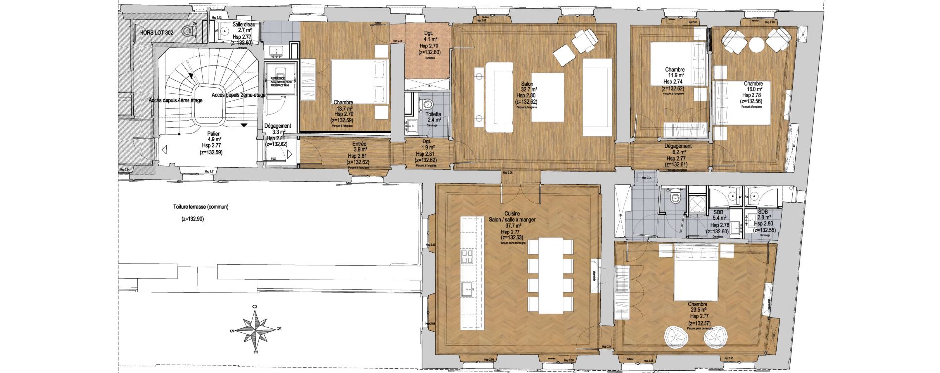 Appartement T5 de 165,50 m2 &agrave; Versailles Notre-dame