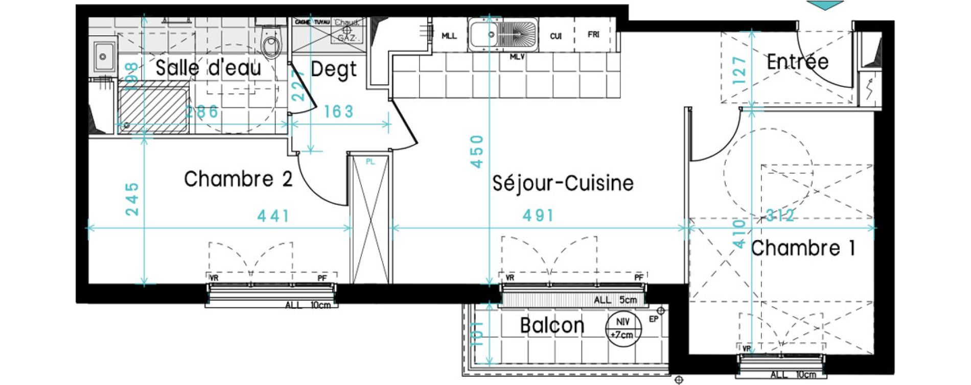 Appartement T3 de 59,16 m2 &agrave; Versailles Chantiers