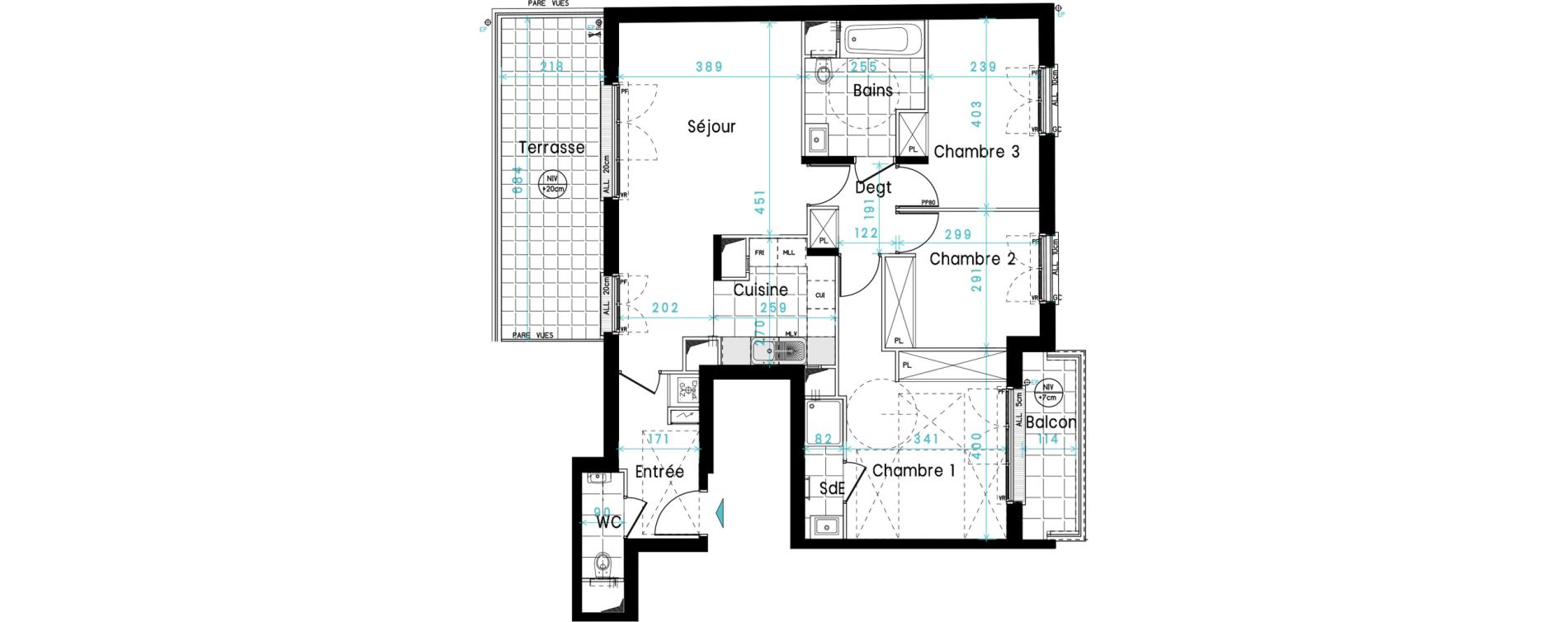 Appartement T4 de 84,03 m2 &agrave; Versailles Chantiers