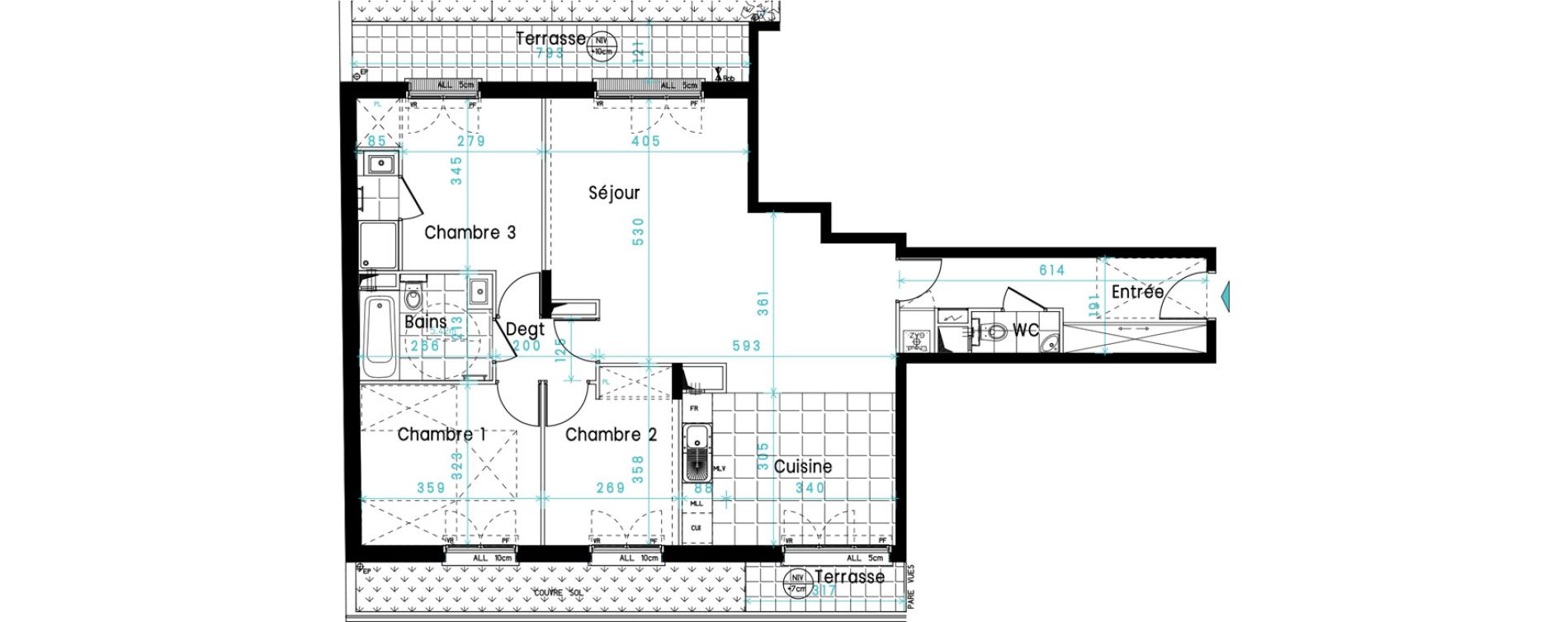 Appartement T4 de 96,00 m2 &agrave; Versailles Chantiers