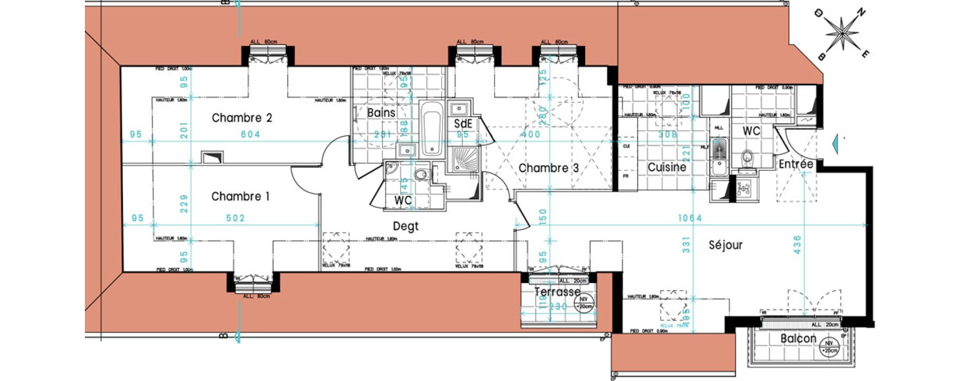 Appartement T4 de 105,48 m2 &agrave; Versailles Chantiers