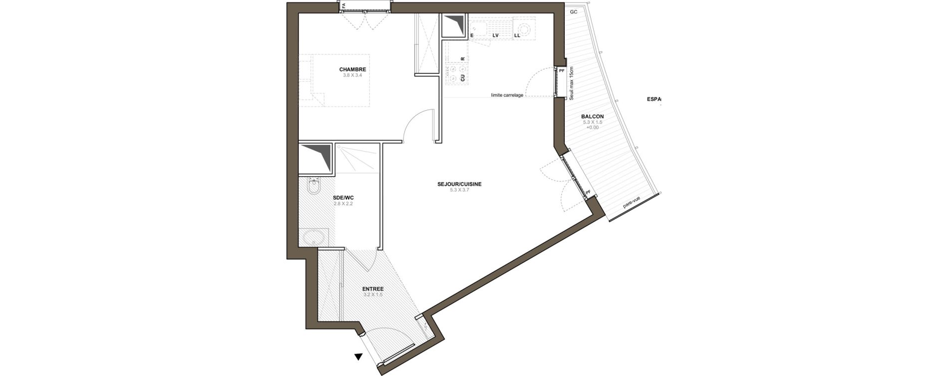 Appartement T2 de 51,37 m2 &agrave; Versailles Gally