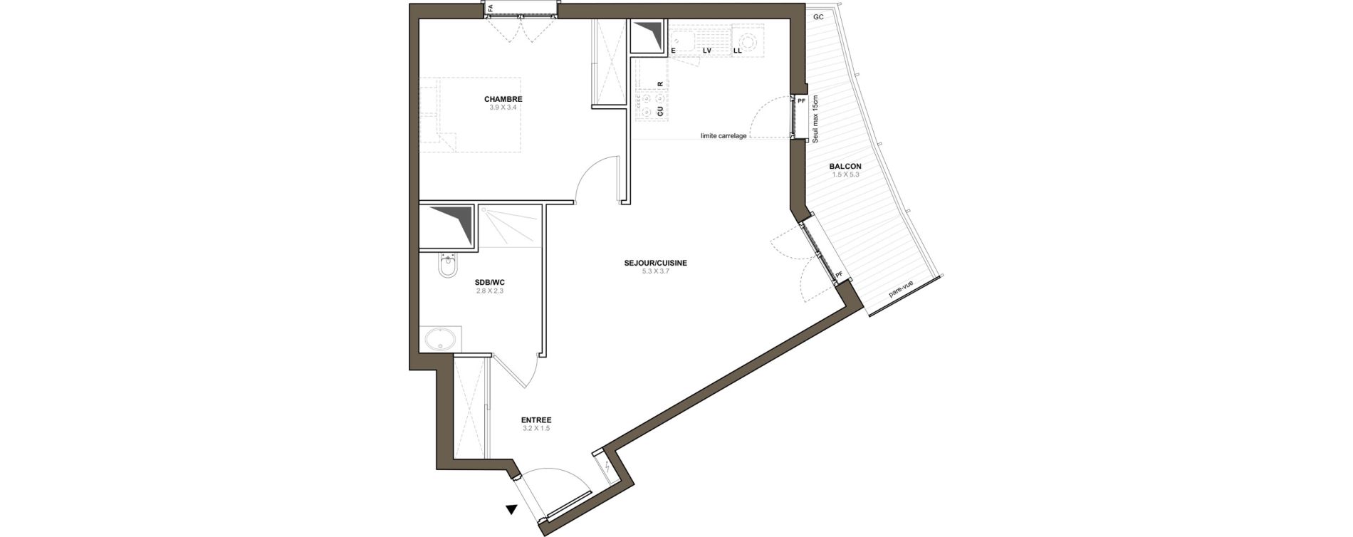 Appartement T2 de 51,98 m2 &agrave; Versailles Gally