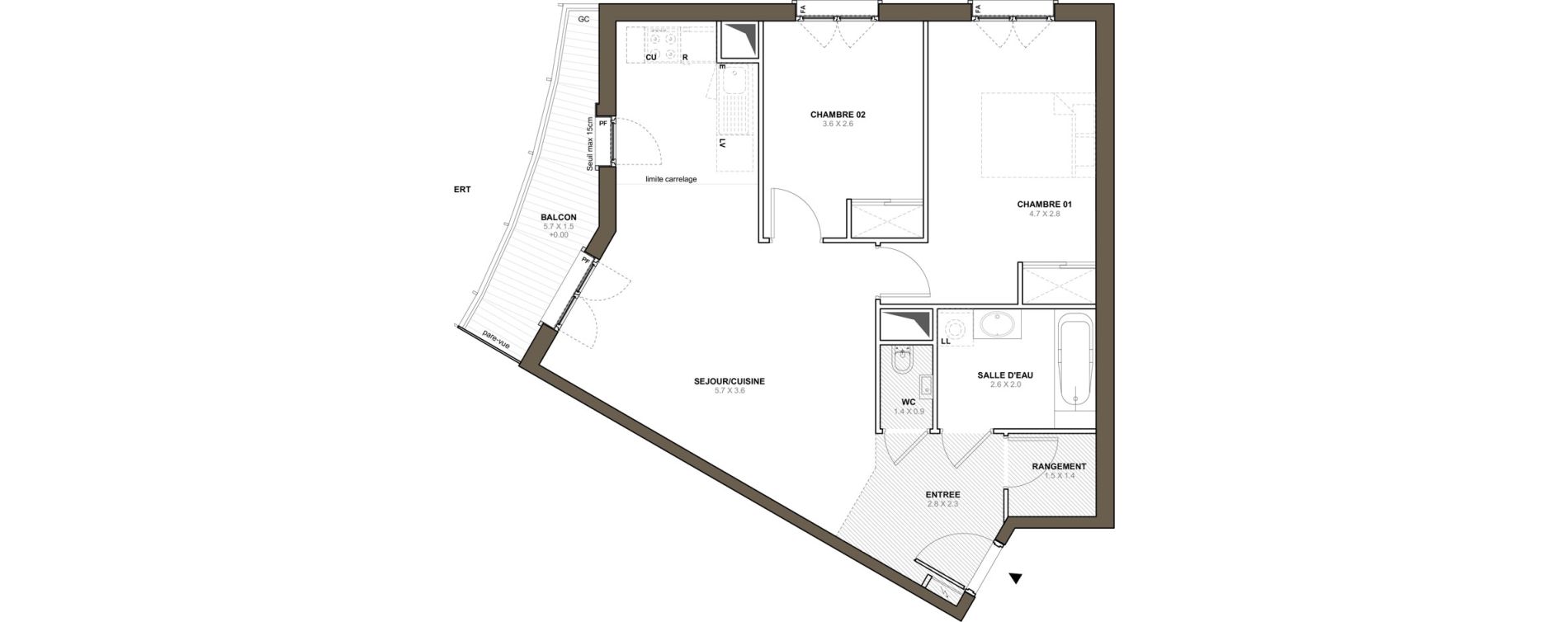 Appartement T3 de 64,79 m2 &agrave; Versailles Gally