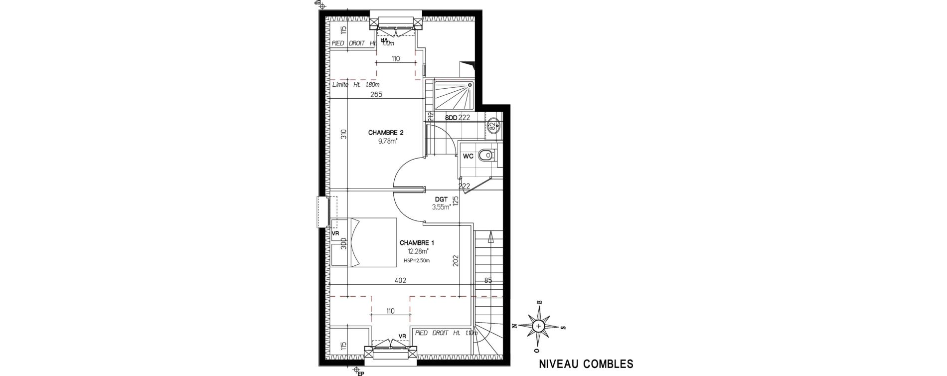 Duplex T3 de 70,28 m2 &agrave; Versailles Chantiers