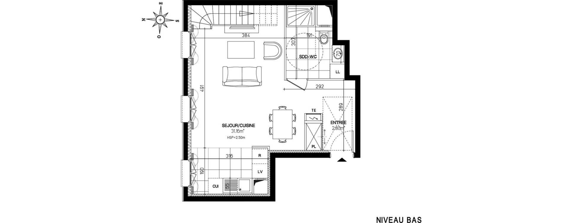 Duplex T3 de 74,48 m2 &agrave; Versailles Chantiers