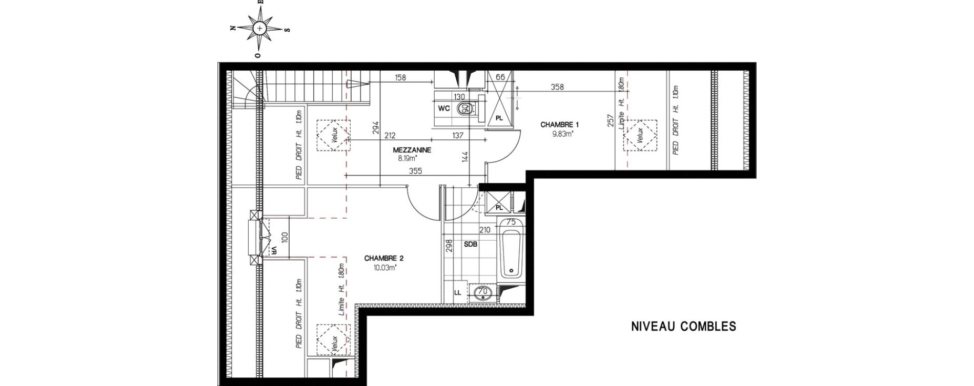 Duplex T3 de 74,48 m2 &agrave; Versailles Chantiers