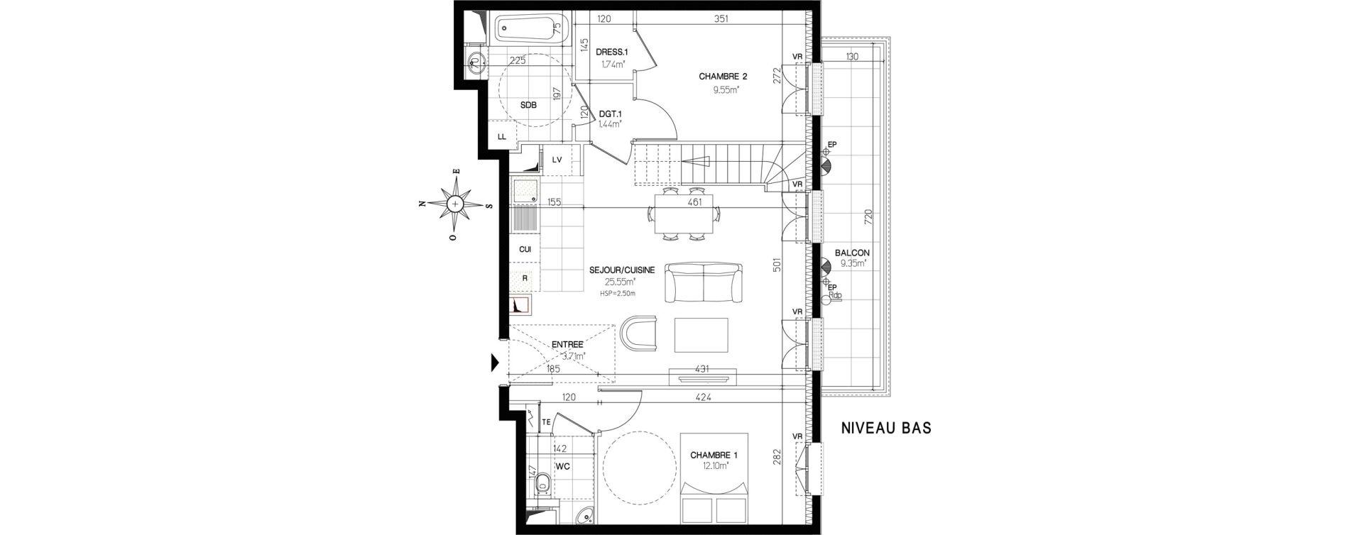 Duplex T4 de 92,99 m2 &agrave; Versailles Chantiers