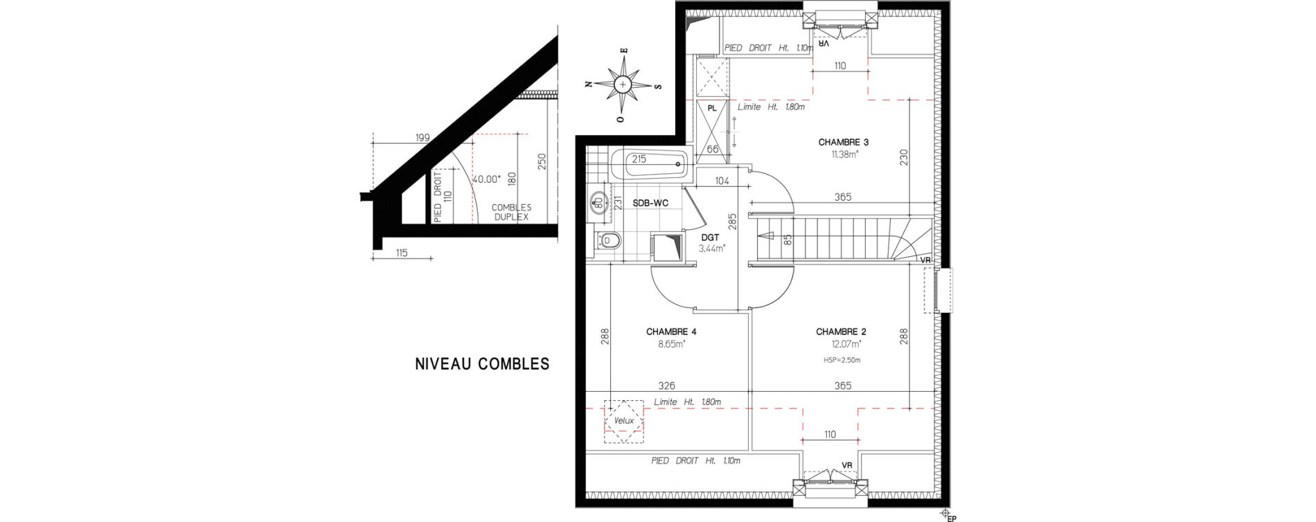 Duplex T5 de 92,33 m2 &agrave; Versailles Chantiers