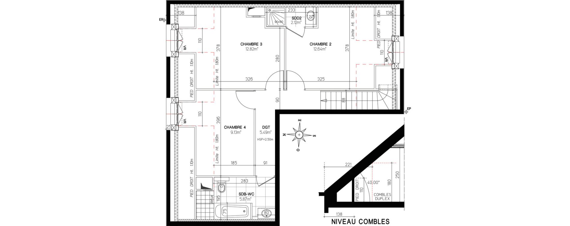Duplex T5 de 108,82 m2 &agrave; Versailles Chantiers
