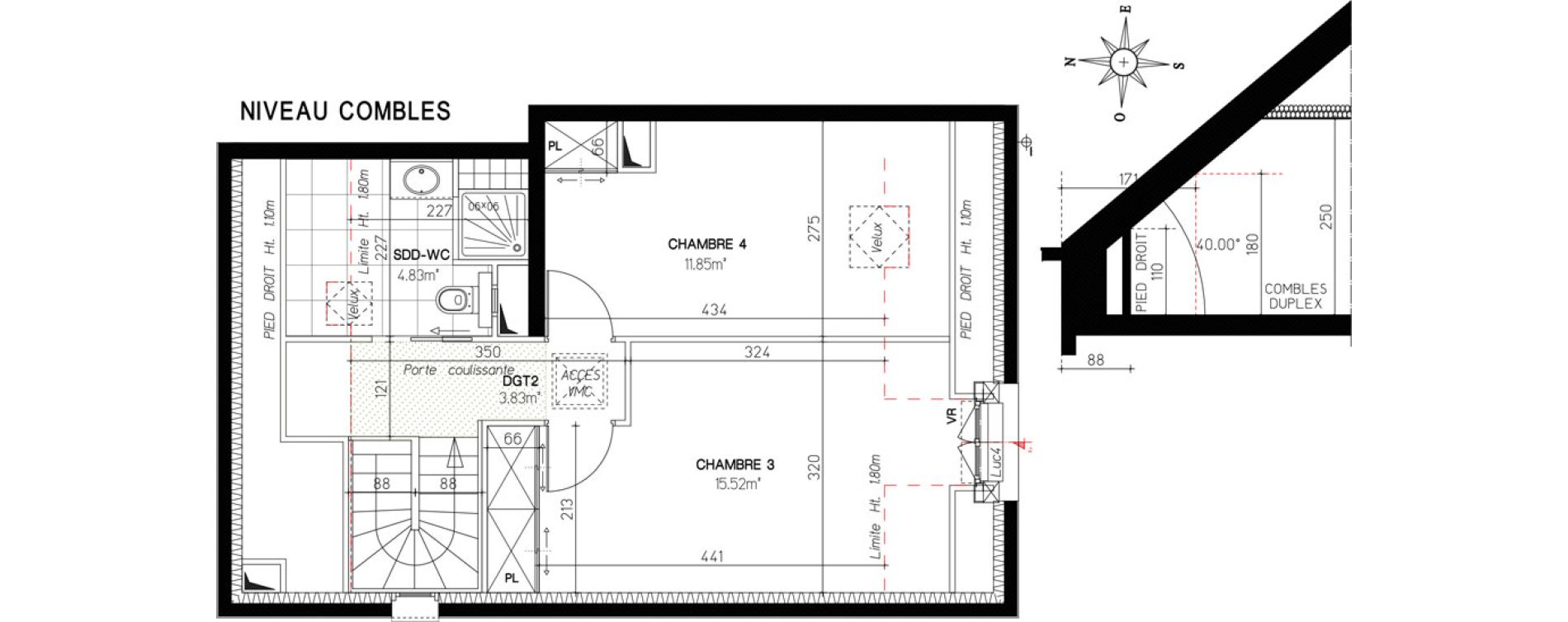 Duplex T5 de 113,00 m2 &agrave; Versailles Chantiers