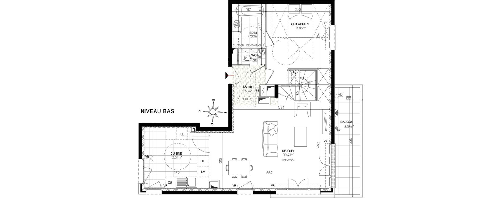 Duplex T5 de 114,73 m2 &agrave; Versailles Chantiers