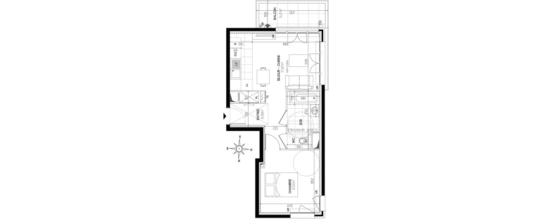 Appartement T2 de 42,18 m2 &agrave; Versailles Chantiers