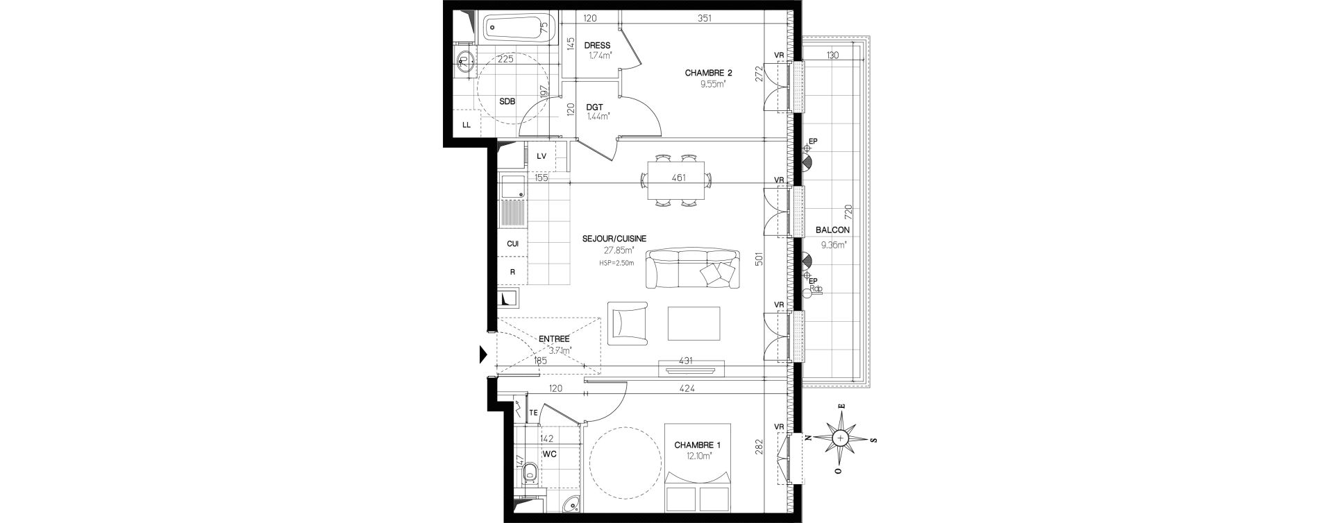 Appartement T3 de 64,46 m2 &agrave; Versailles Chantiers