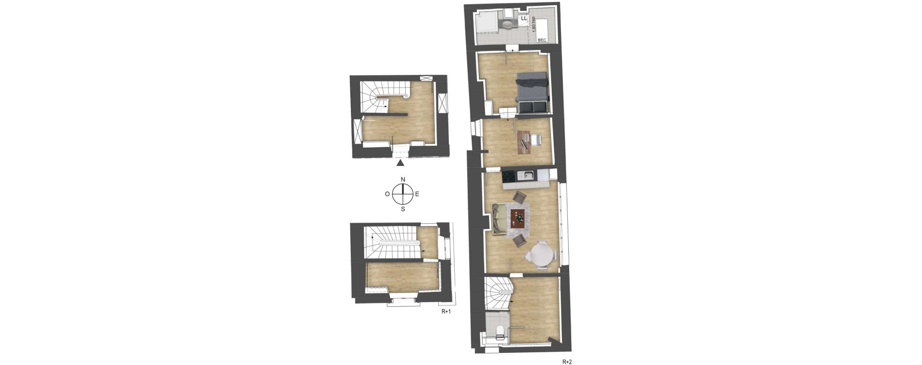 Duplex T2 de 58,00 m2 &agrave; Versailles Montreuil