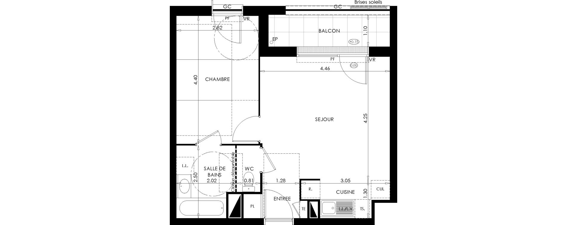 Appartement T2 de 42,63 m2 &agrave; Villepreux Les hauts du moulin