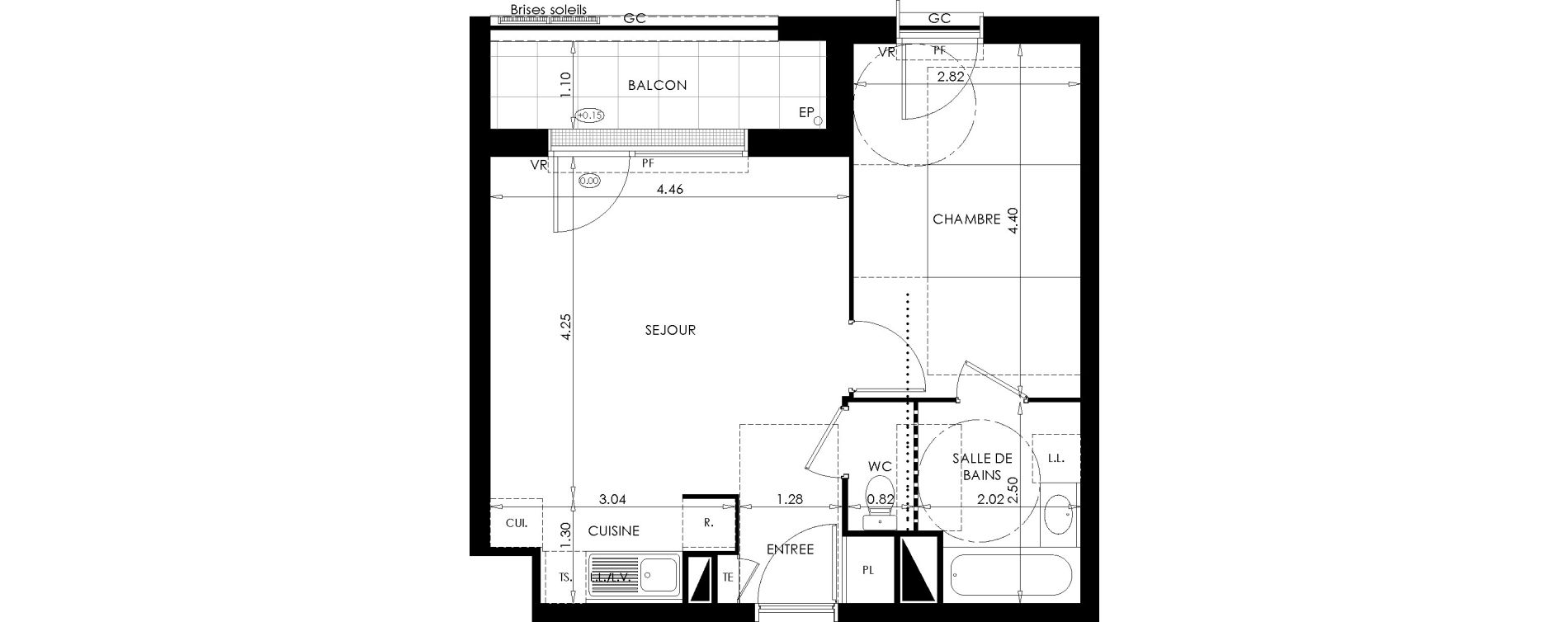 Appartement T2 de 42,59 m2 &agrave; Villepreux Les hauts du moulin