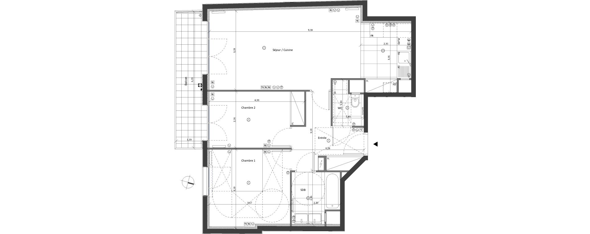 Appartement T3 de 69,68 m2 &agrave; Viroflay Centre