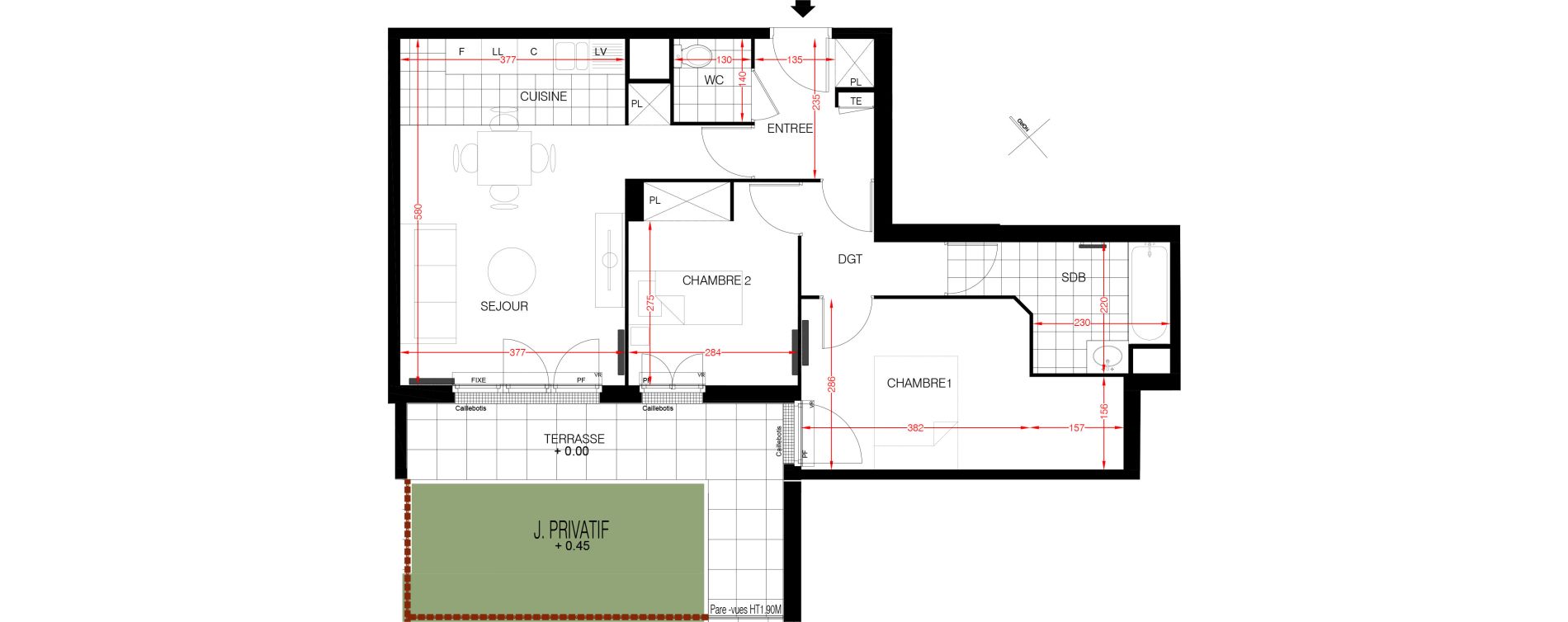 Appartement T3 de 62,76 m2 &agrave; Viroflay Centre