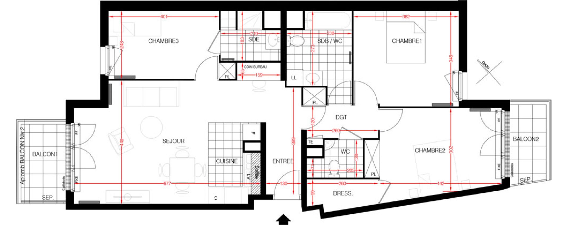 Appartement T4 de 92,35 m2 &agrave; Viroflay Centre