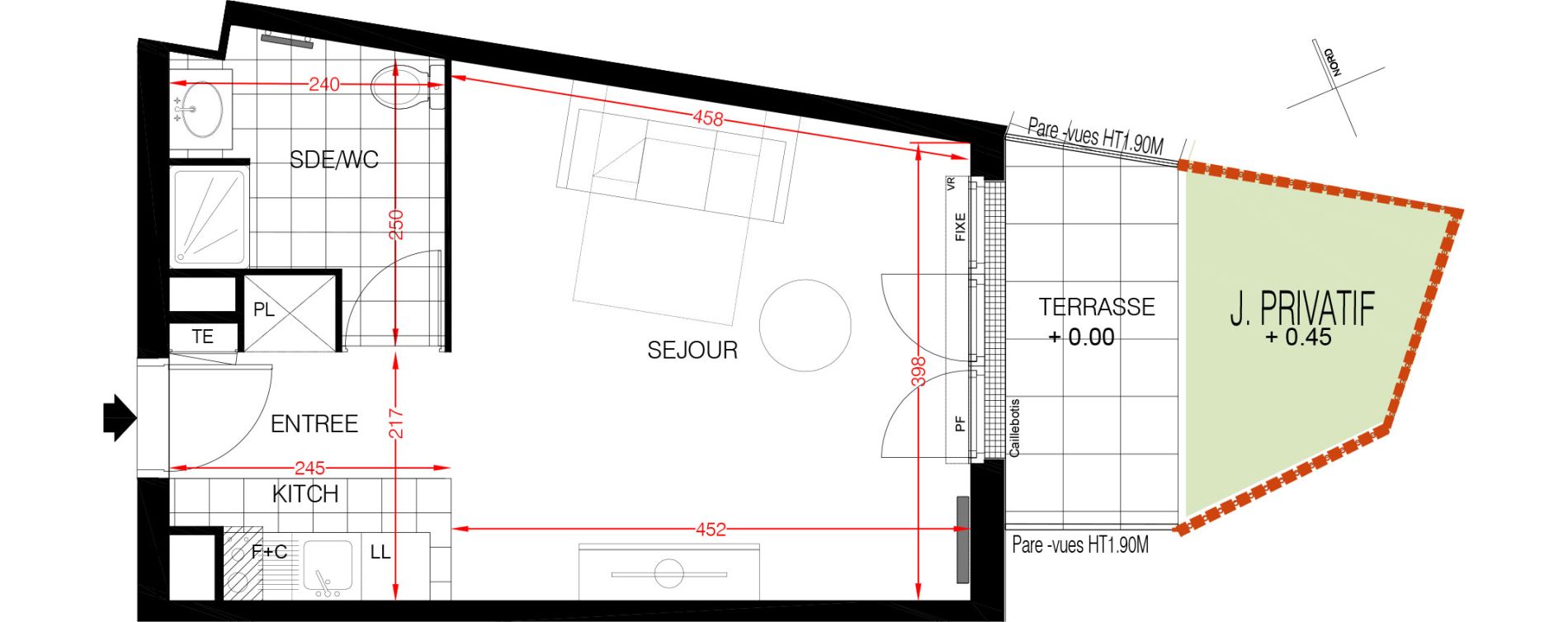 Appartement T1 de 30,48 m2 &agrave; Viroflay Centre
