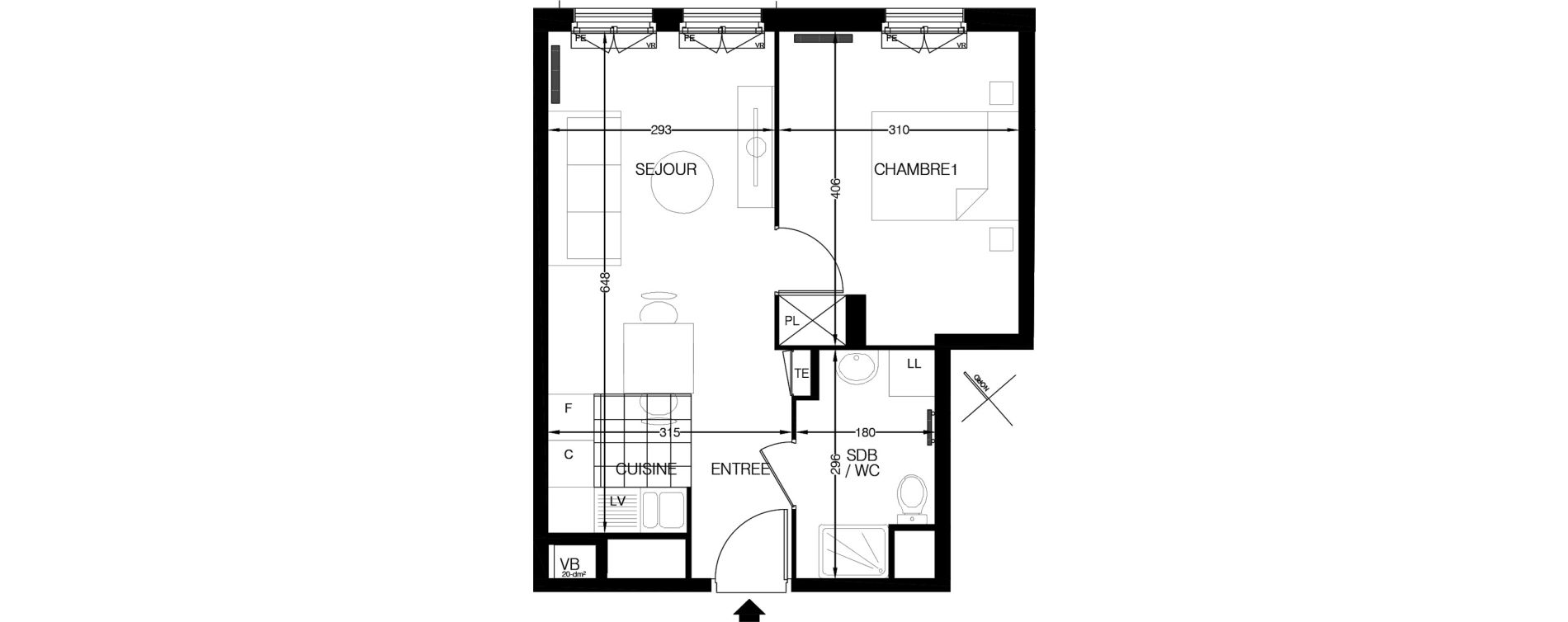 Appartement T2 de 37,22 m2 &agrave; Viroflay Centre