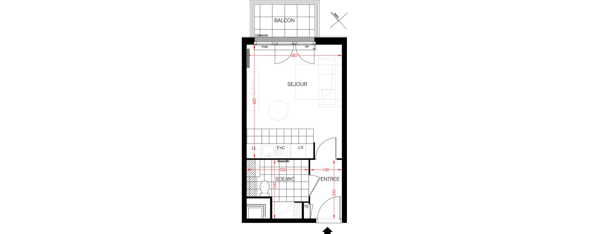 Appartement T1 de 25,90 m2 &agrave; Viroflay Centre