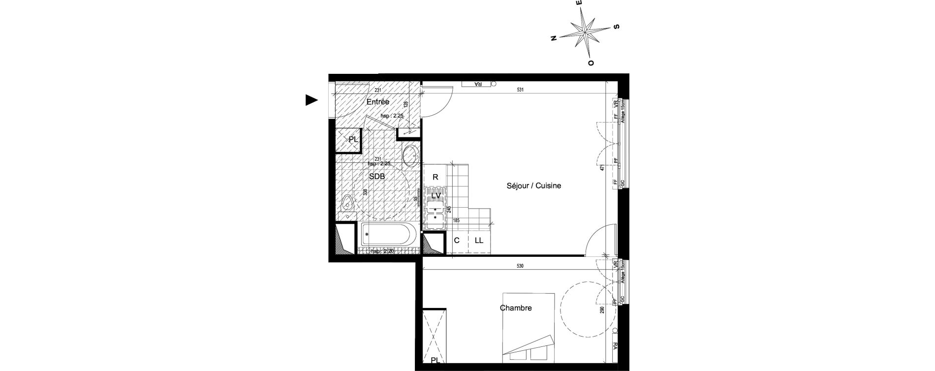 Appartement T2 de 49,89 m2 à Voisins-Le-Bretonneux Centre