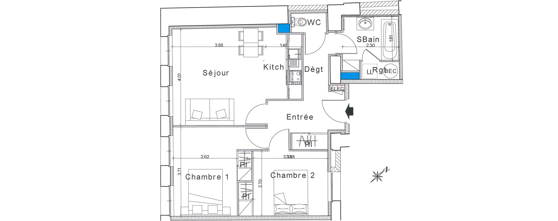 Appartement T3 de 56,30 m2 &agrave; Bayeux Centre
